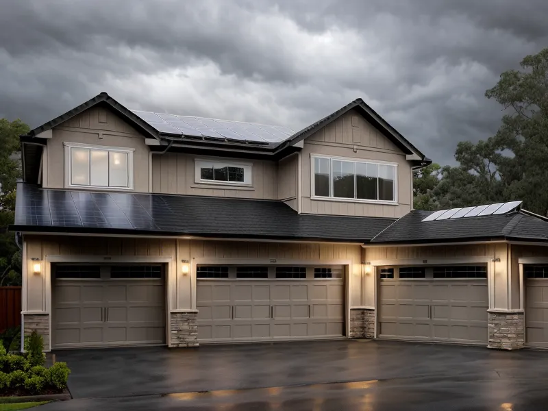 A freelance designer working through a storm powered by emergency backup power at home