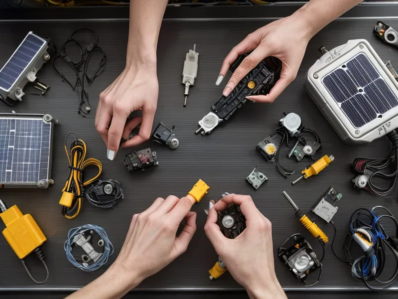 An assortment of power adapters and connectors for an emergency backup kit